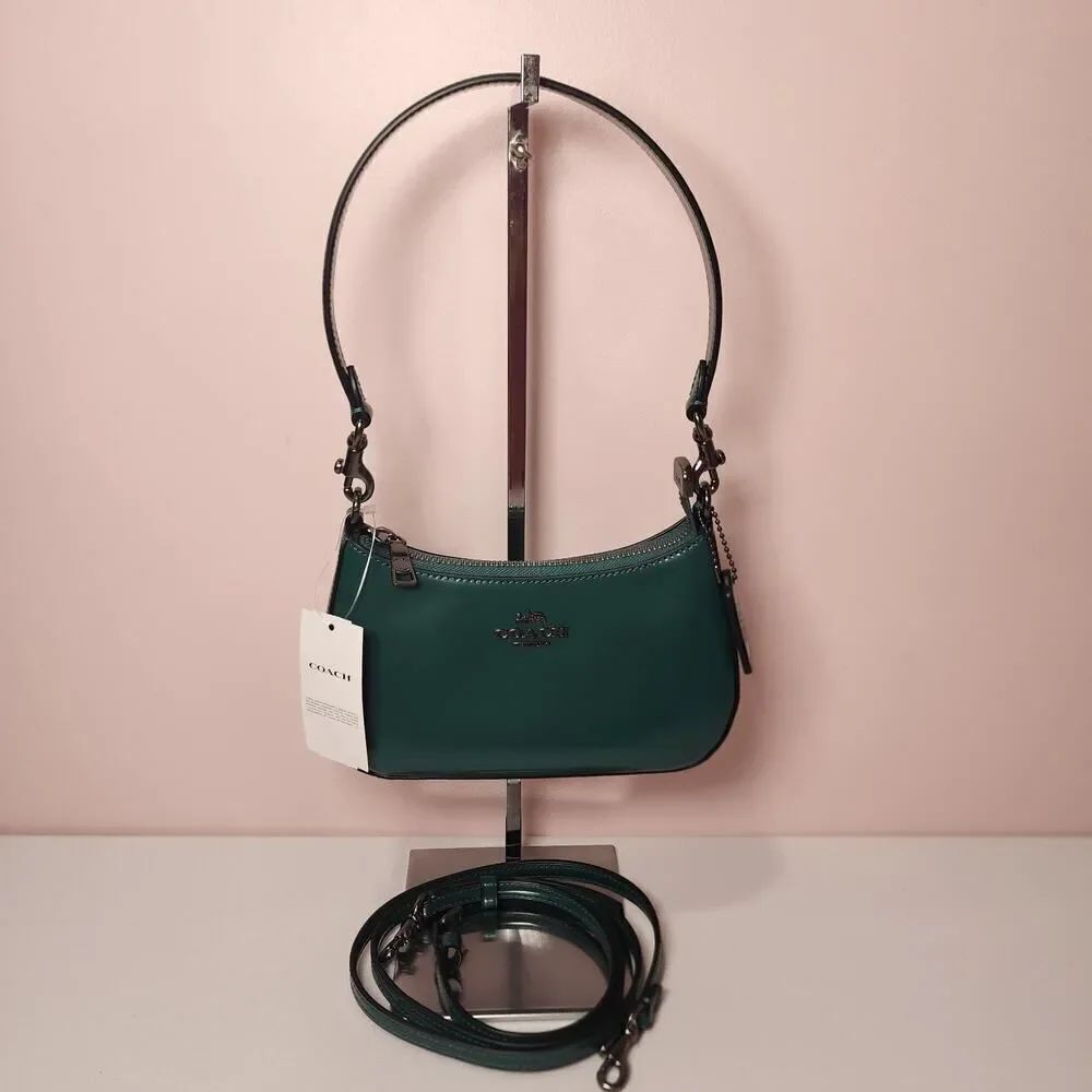 NWT Coach CW310 Teri MINI Leather Emerald Green Mini Crossbody Bag